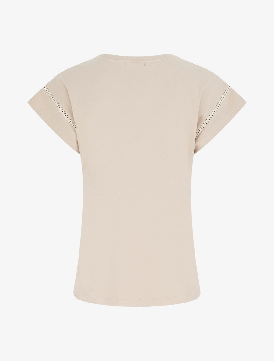 T-shirt manches courtes à palmier brodé - Beige - 2