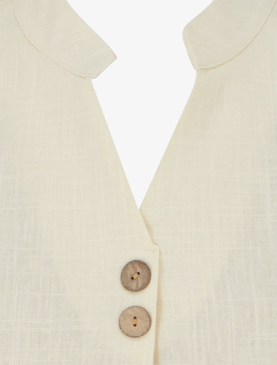 Top droit sans manches en lin mélangé - Beige - 3