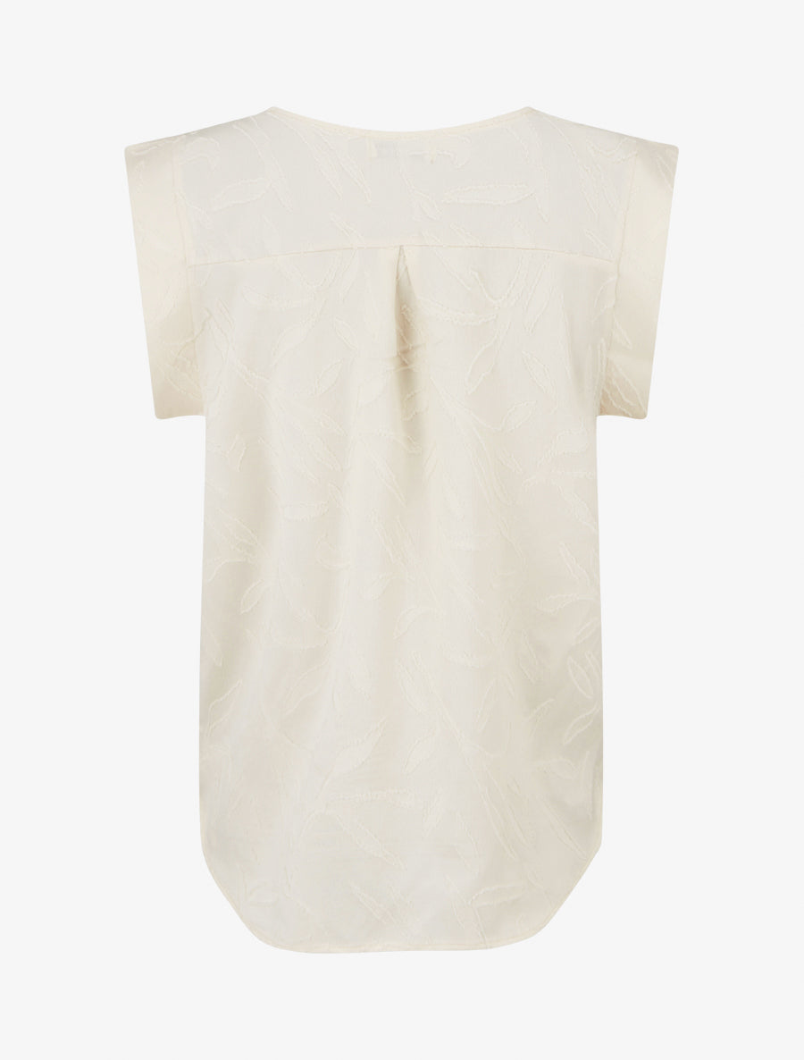 Top droit sans manches en tissu texturé - Beige - 2