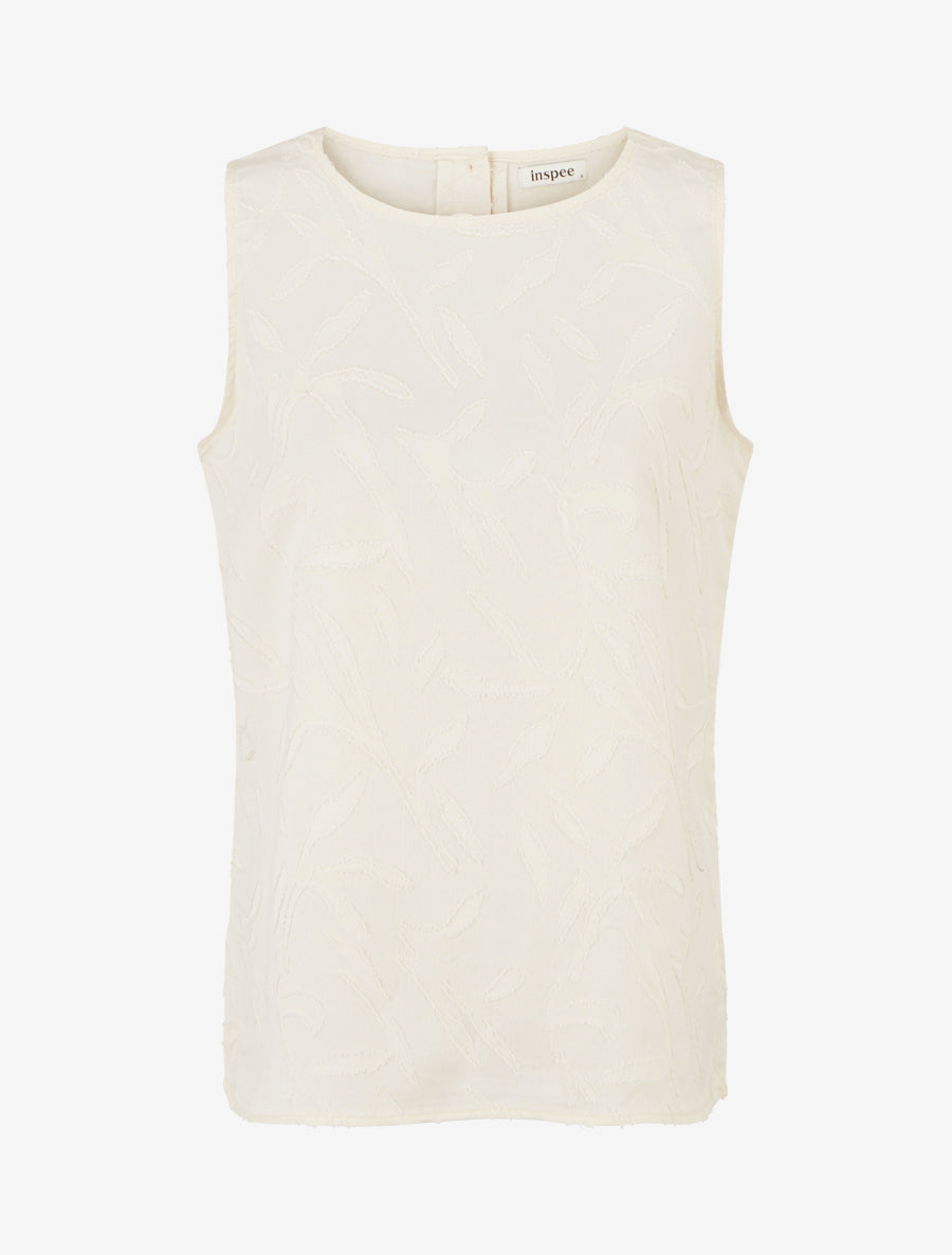 Top sans manches en tissu texturé - Beige clair - 1