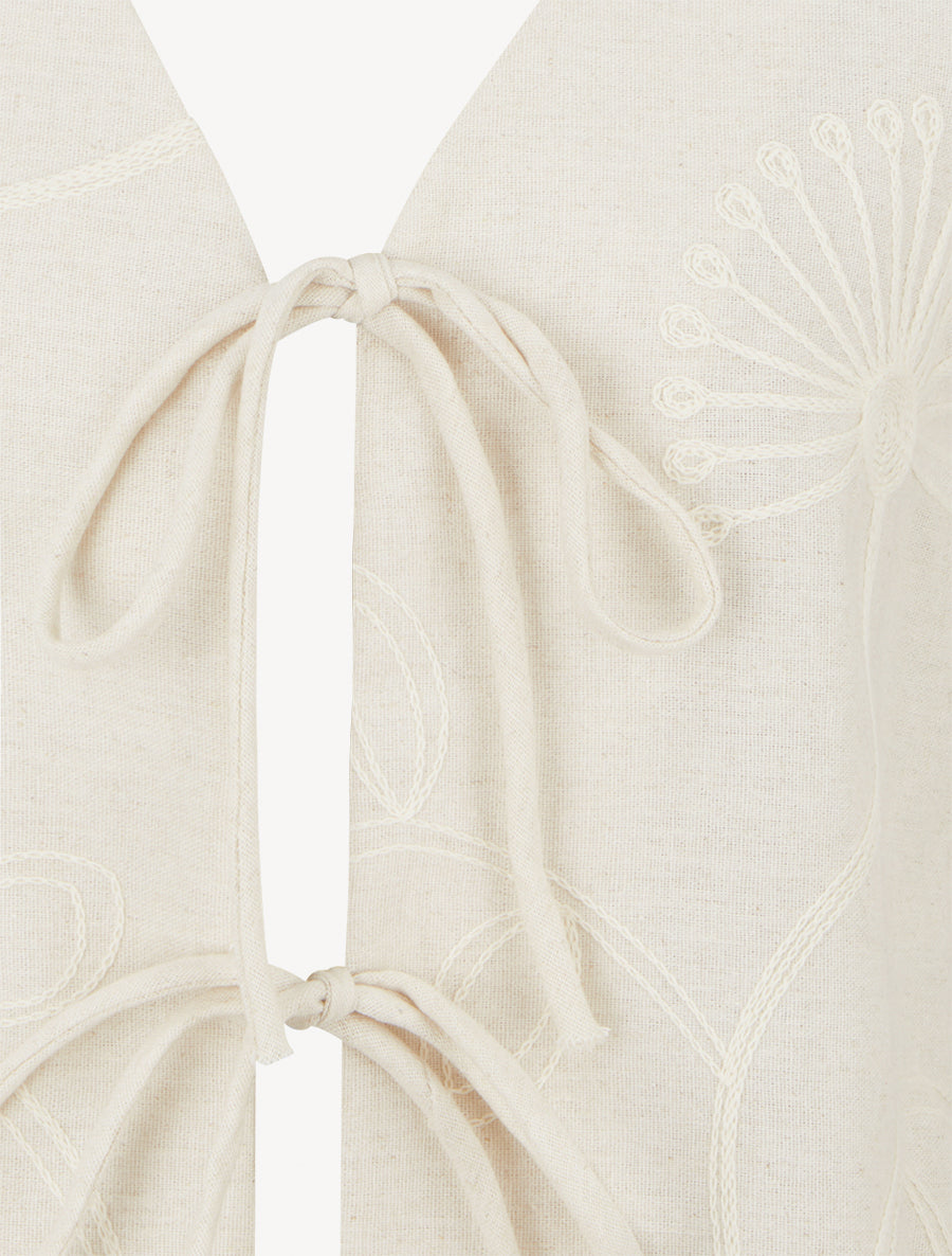 Gilet effet lin sans manches - Beige - 3