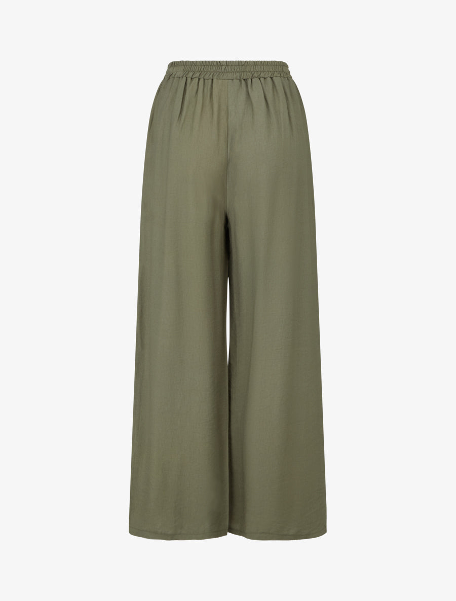 Pantalon ample à détail plissé - Kaki - 2