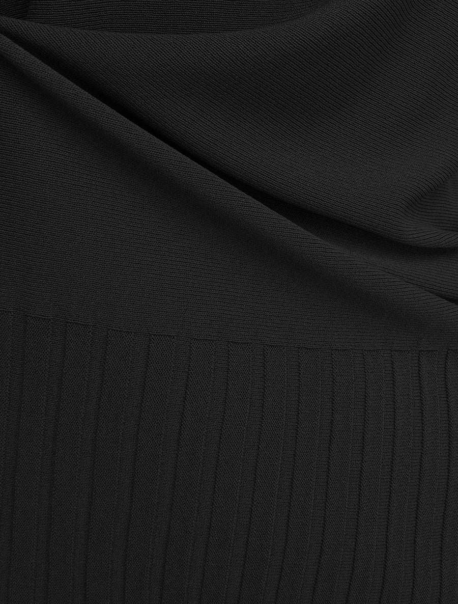 Pull fin uni à col rond arrondi - Noir - 3