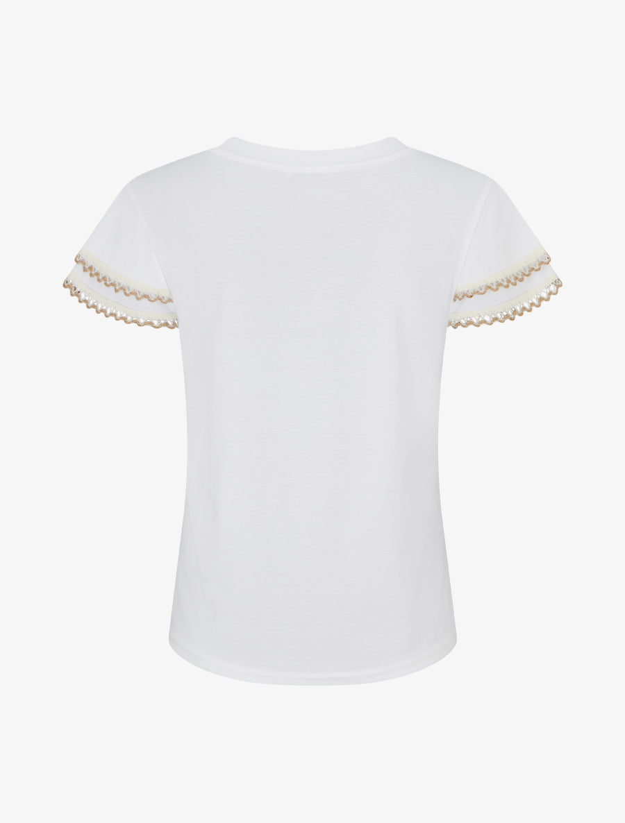 T-shirt manches courtes à détail broderies - Blanc - 2
