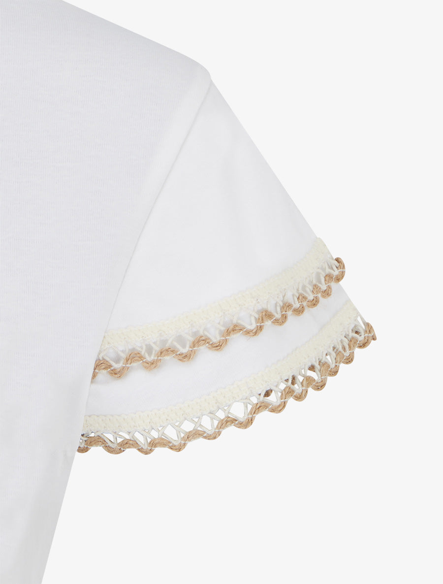 T-shirt manches courtes à détail broderies - Blanc - 3