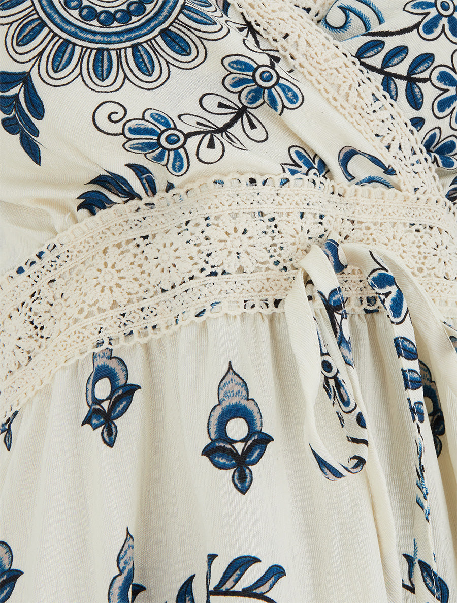 Robe imprimé foulard et fines bretelles - Marine - 3