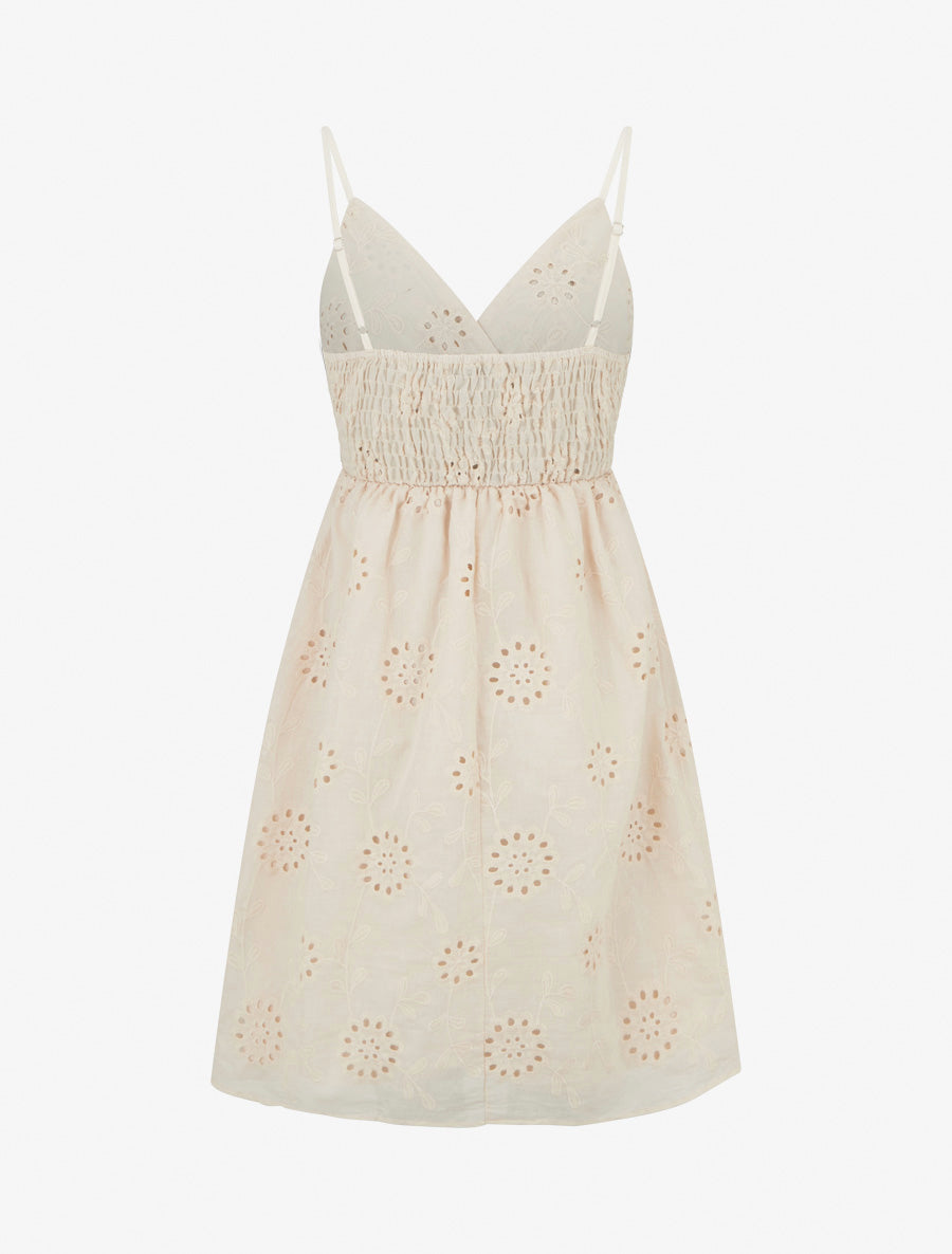 Robe mi-longue à motif floral ajouré - Beige - 2
