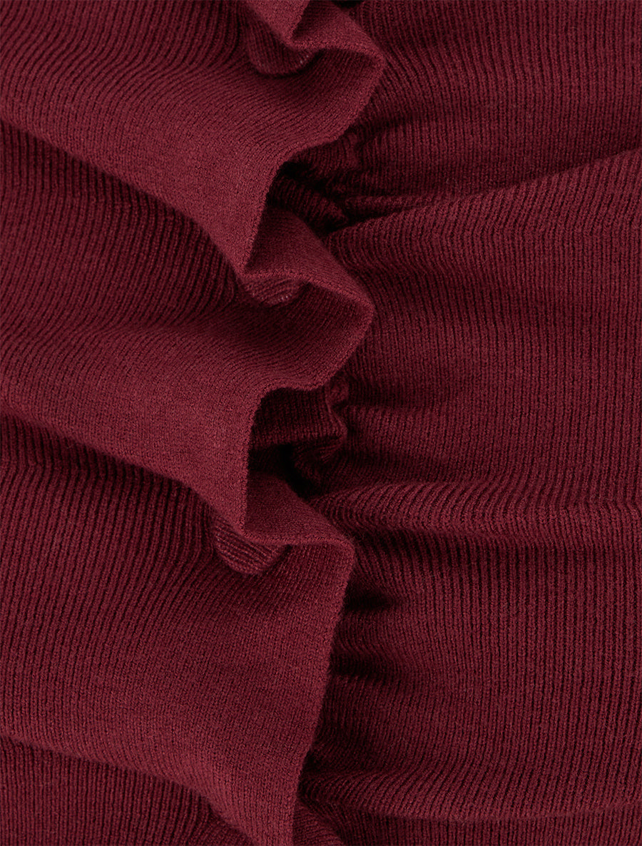 Gilet en maille effet ruché - Bordeaux - 3