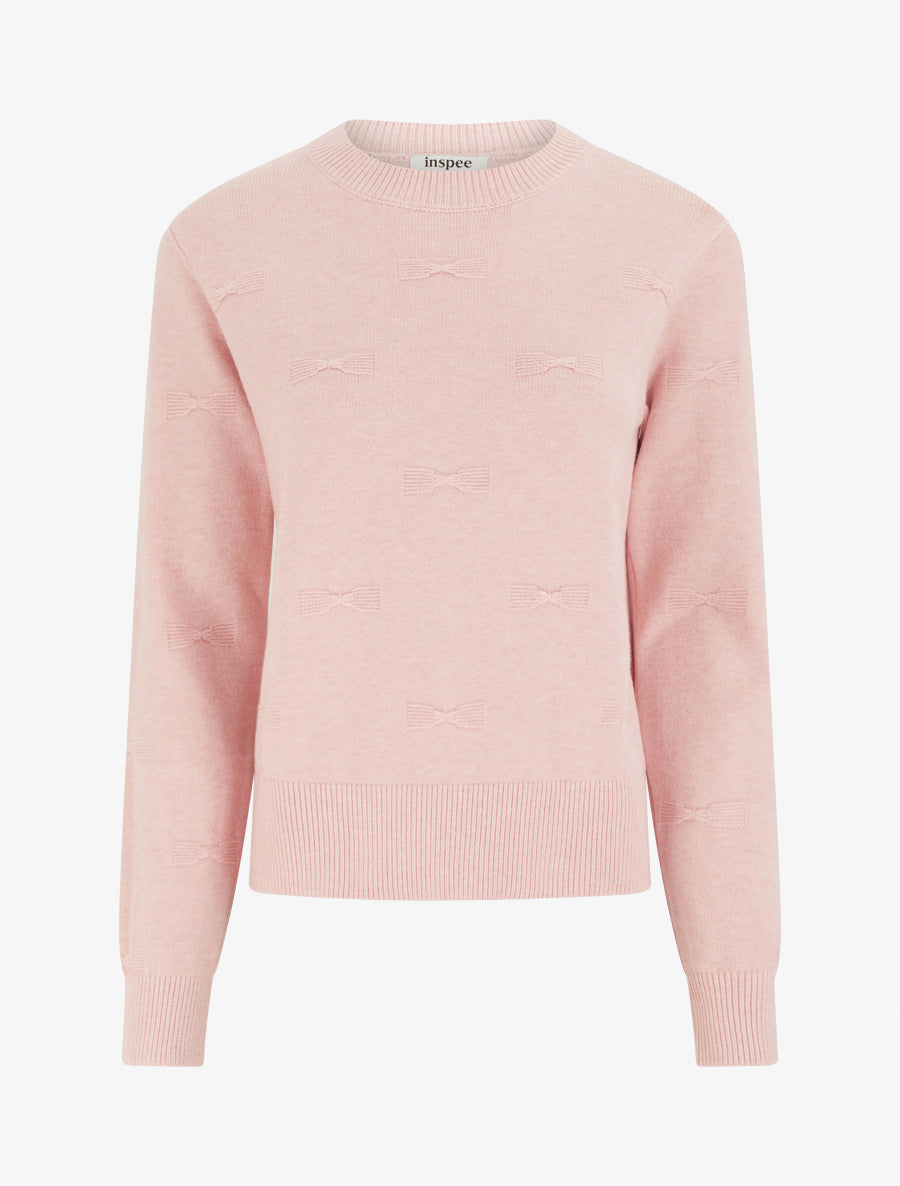 Pull droit col rond à motif noeud - Rose - 1