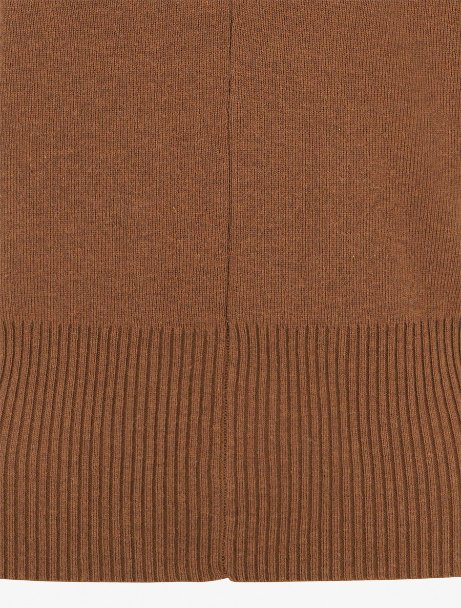 Pull uni à col V - Camel - 3