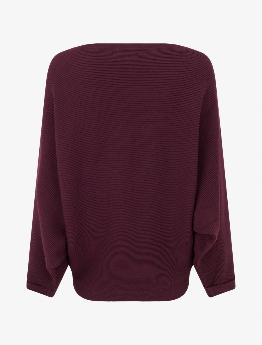 Pull côtelé à manches longues - Lie de vin - 2