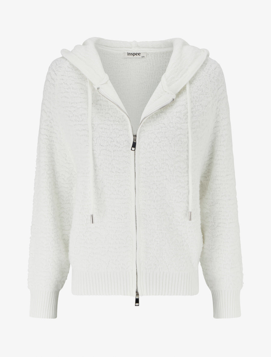 Sweat à capuche en maille bouclée - Blanc - 1