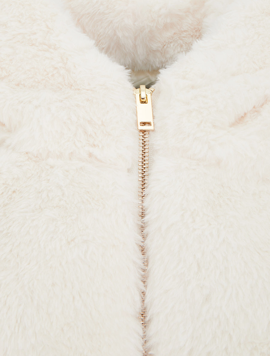 Blouson zippé en fourrure synthétique - Écru - 3