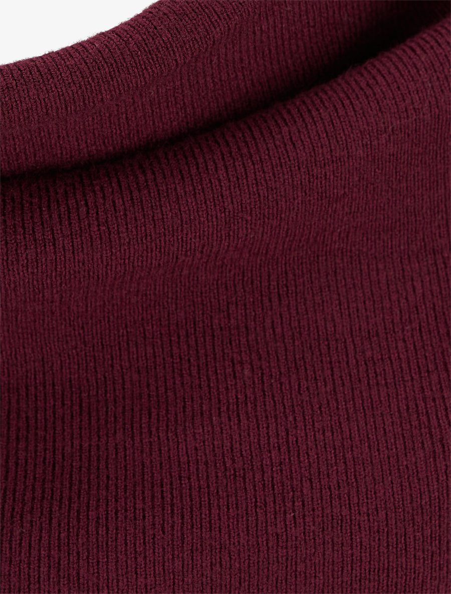 Pull droit à col bénitier - Lie de vin - 3