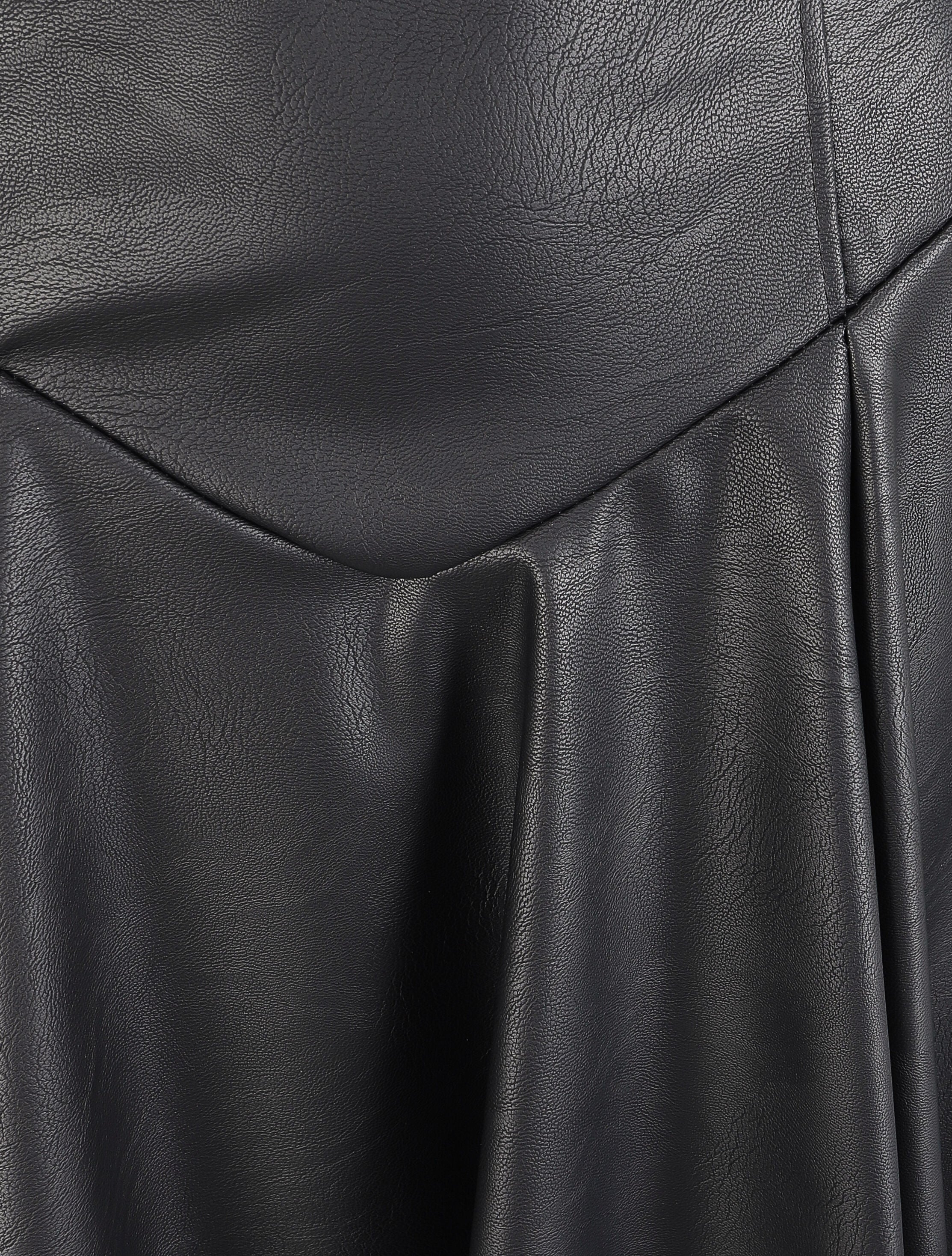 Robe volantée en simili à fines bretelles - Noir - 3