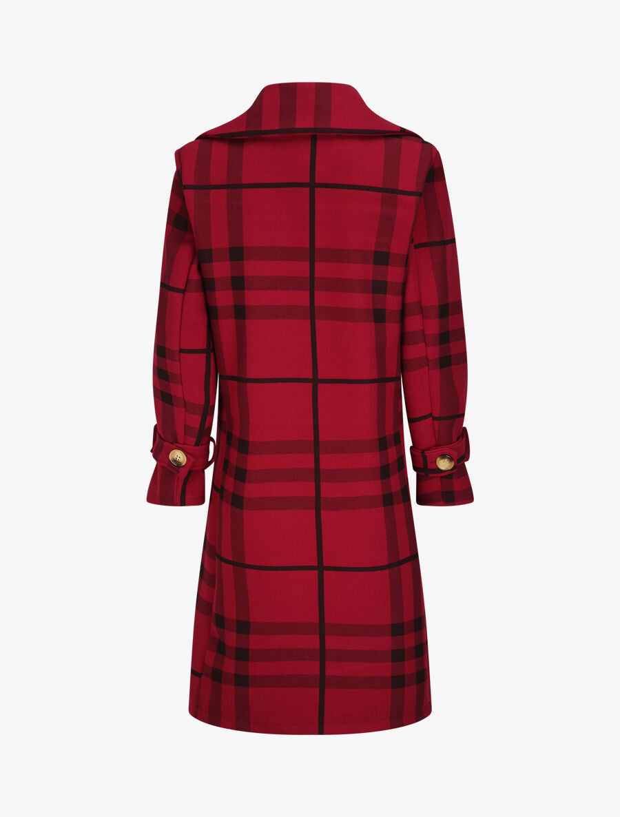 Manteau à carreaux style trench - Bordeaux - 2