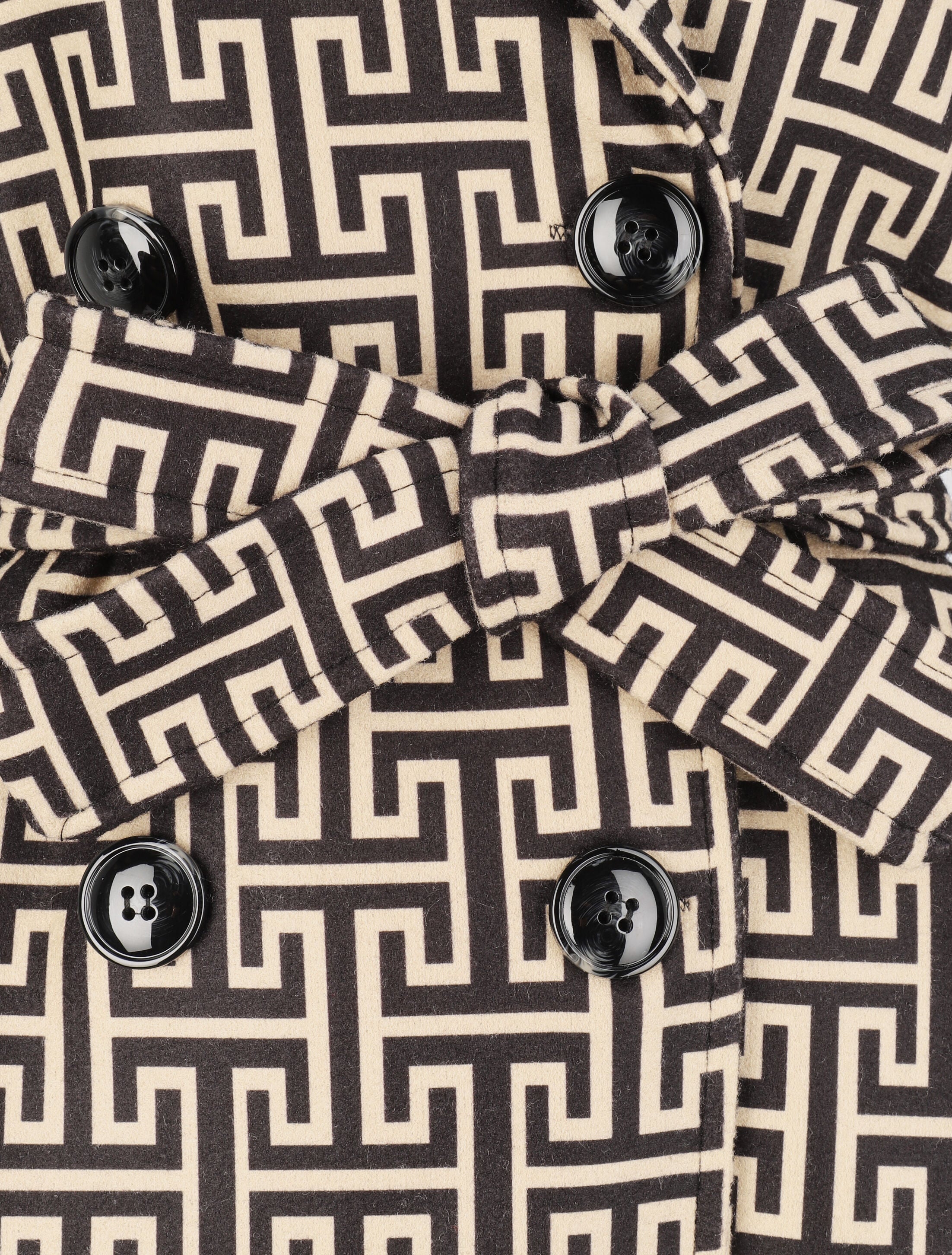 Manteau à motif grec - Noir - 3