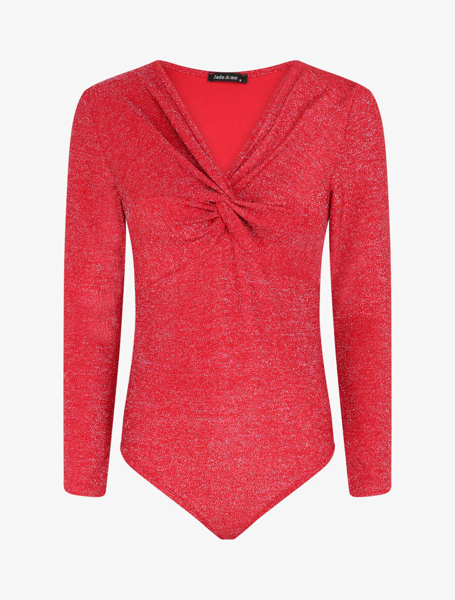 Body irisé à col torsadé - Rouge - 1