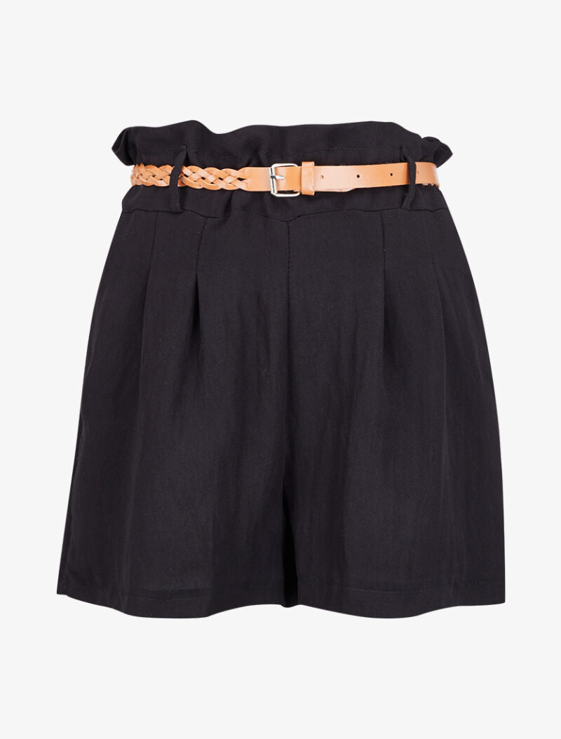 Short à ceinture effet osier - noir - 3