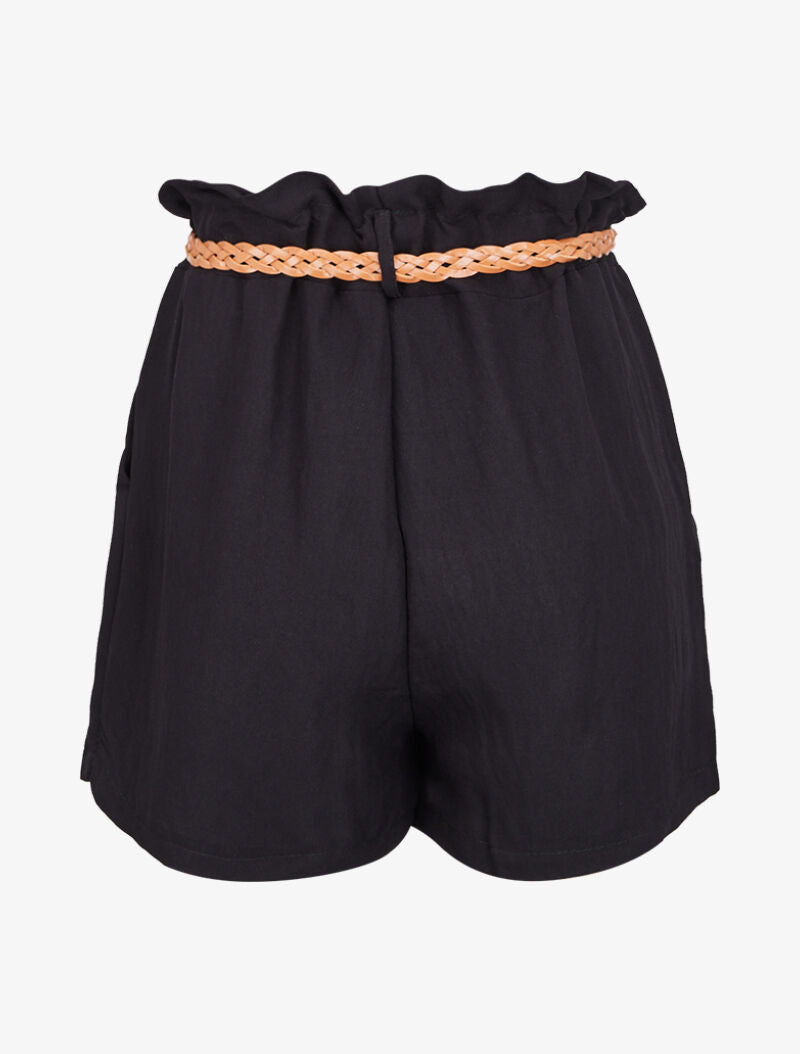 Short à ceinture effet osier - noir - 2