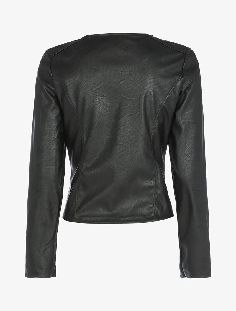 Veste ajustée en simili - Noir - 2