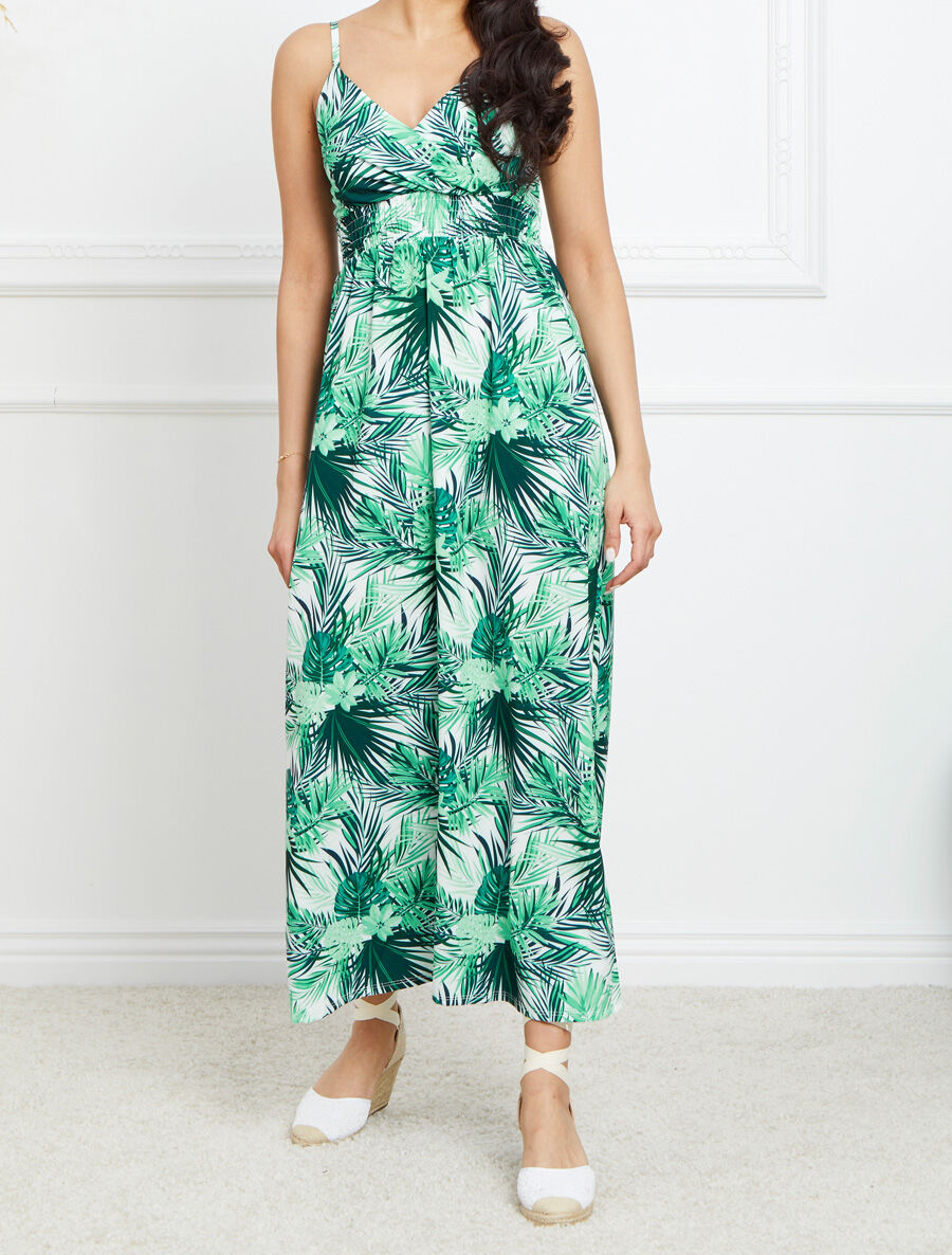 Robe longue imprimé fougères tropicales - Blanc - 3