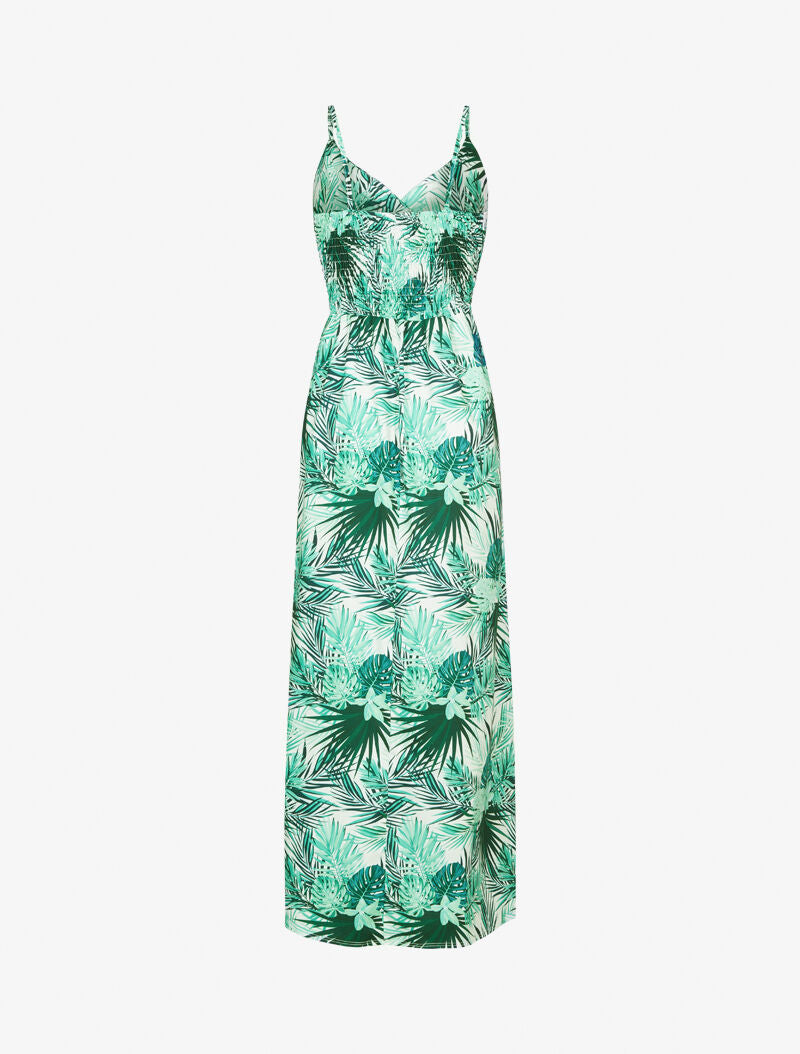 Robe longue imprimé fougères tropicales - Blanc - 2
