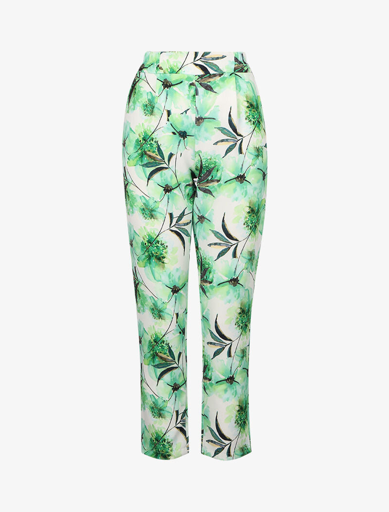 Pantalon carotte à imprimés - Vert menthe - 3
