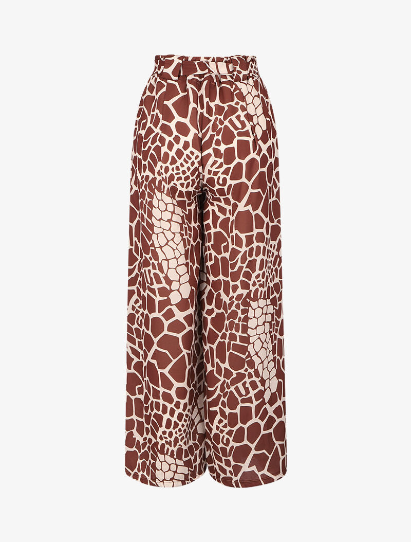 Jupe culotte à imprimé girafe - Marron - 2