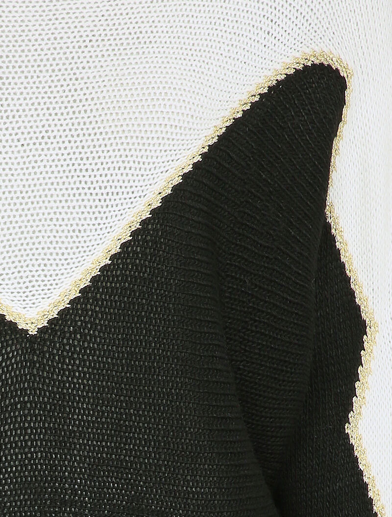 Pull en grosse maille à motif V irisé - Noir - 3
