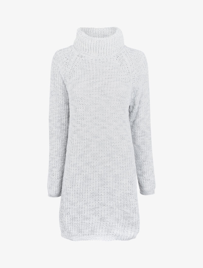Robe pull à col roulé et manches raglan - Gris clair - 4