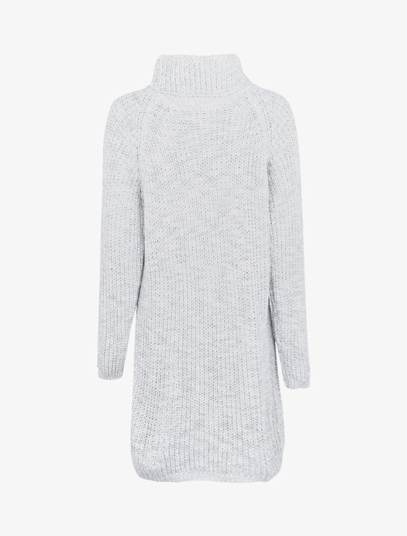 Robe pull à col roulé et manches raglan - Gris clair - 2