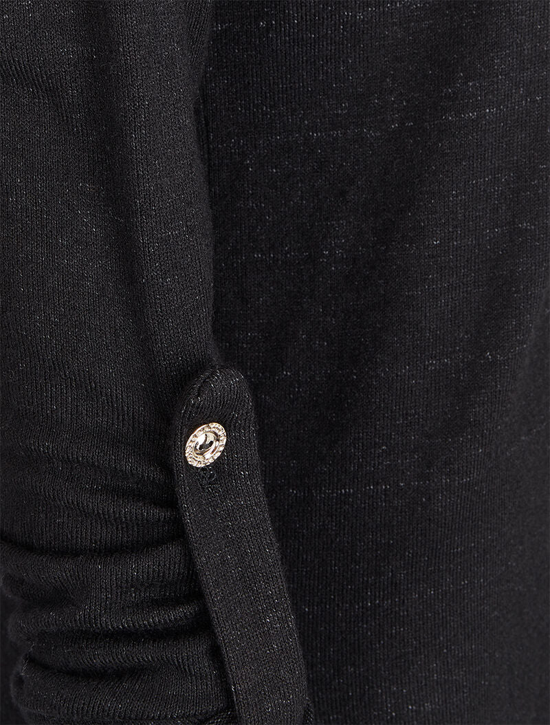 Pull à dos long en crochet - Noir - 5