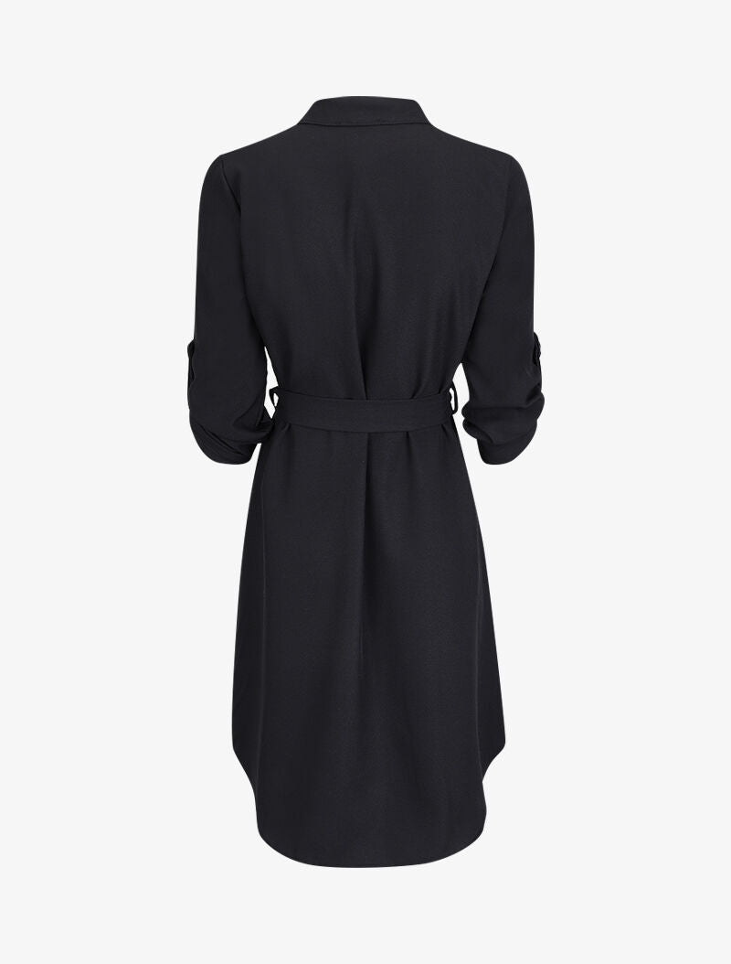 Robe chemise unie - Noir - 2
