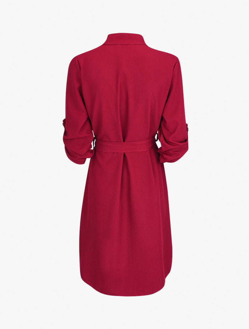 Robe chemise unie - Bordeaux - 2