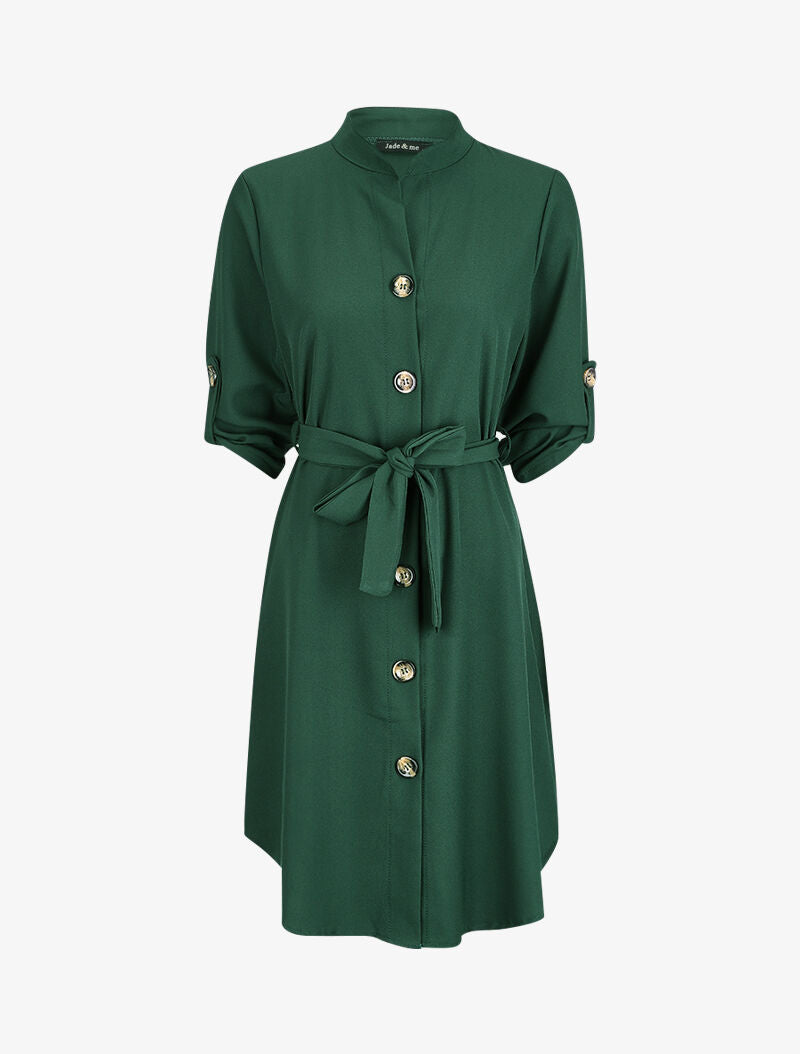 Robe chemise unie - Vert - 1