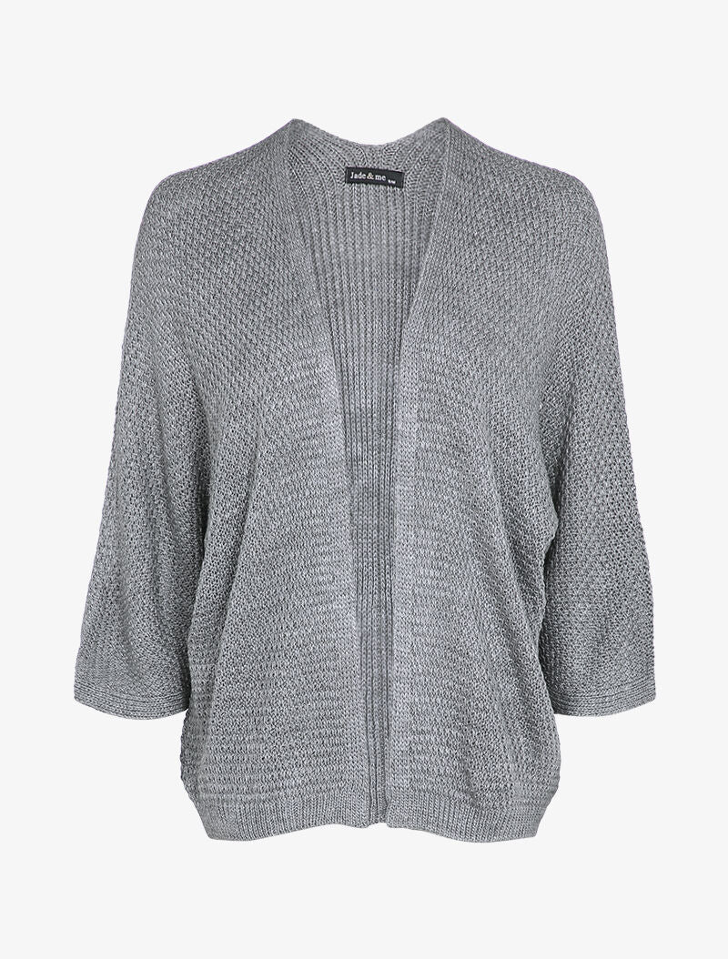 Gilet ouvert oversize à manches dolman - Gris - 1