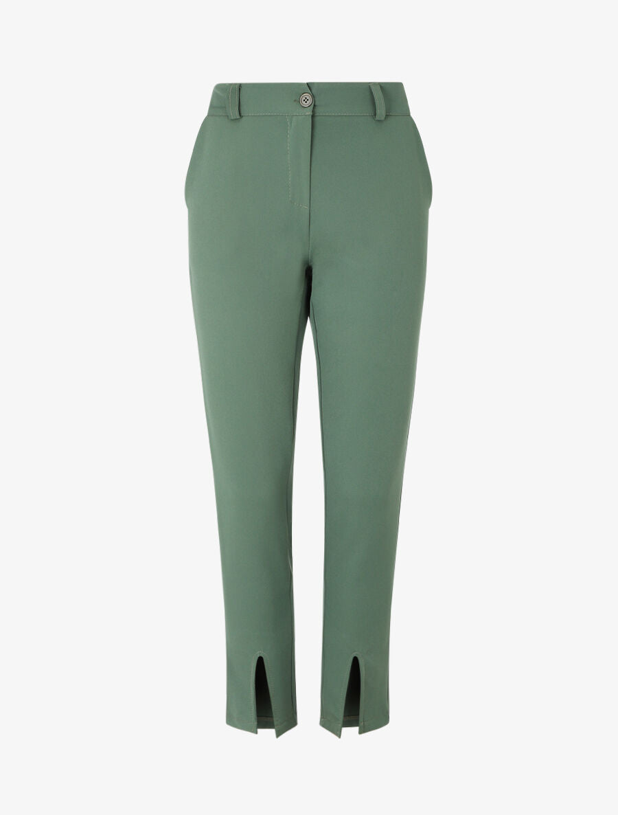 Pantalon slim à bords fendus - Kaki - 1