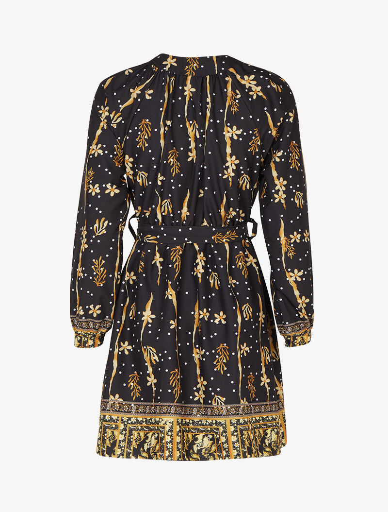 Robe patineuse courte à imprimé fleuri - Noir - 2