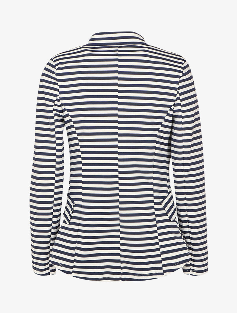 Veste à imprimé rayé et col mao - Marine - 2