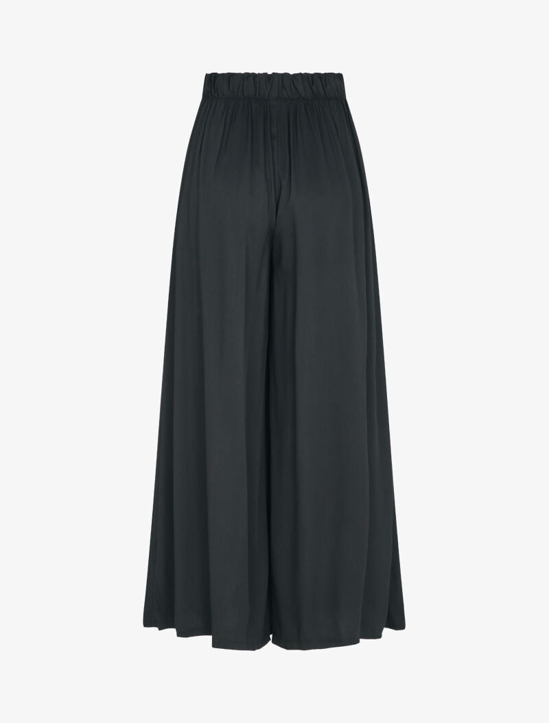 Pantalon palazzo à taille haute élastiquée - Noir - 2