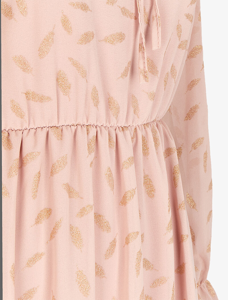 Robe en voile à feuilles pailletées - Rose poudré - 3