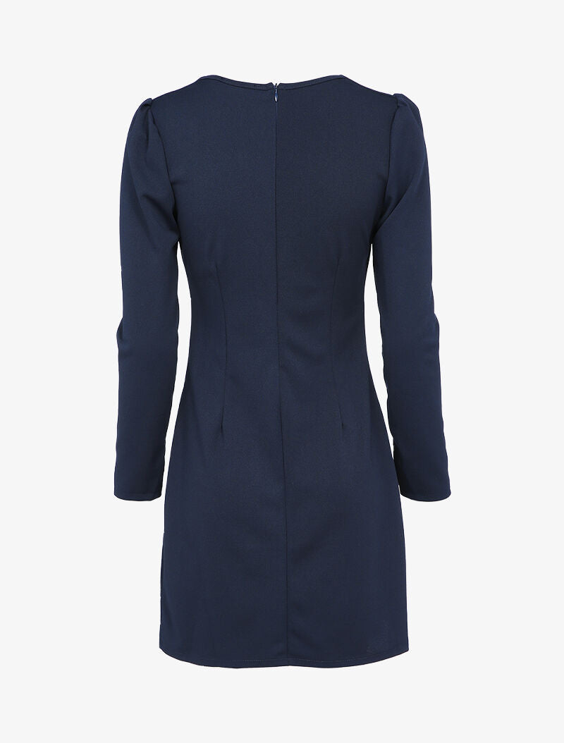 Robe drapée à boutons stylisés - Bleu marine - 2