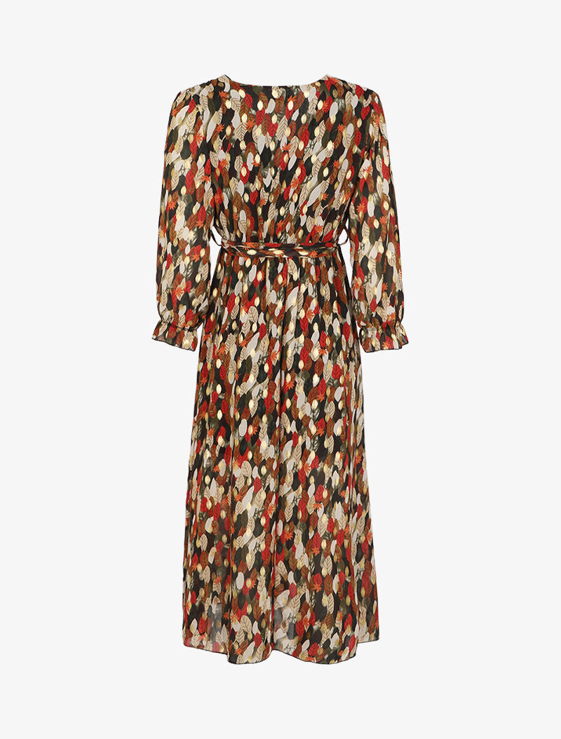 Robe longue bohème à imprimé automnal - Noir - 2