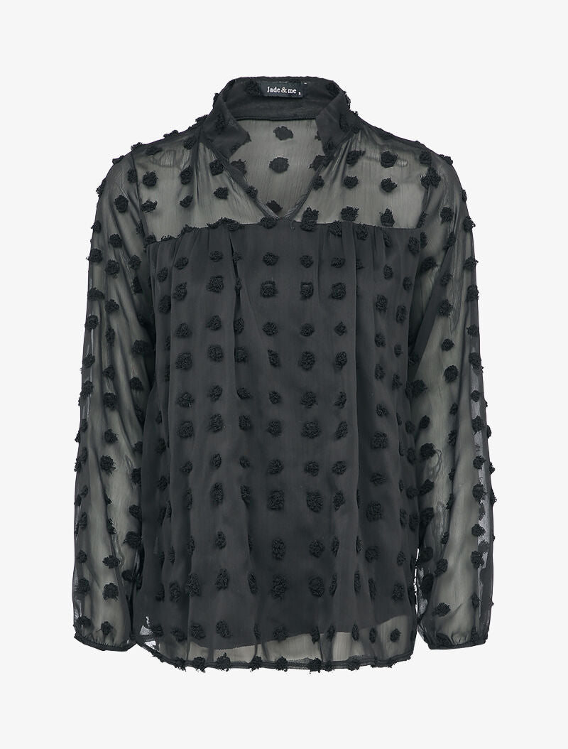 Blouse en mousseline à plumetis - Noir - 1