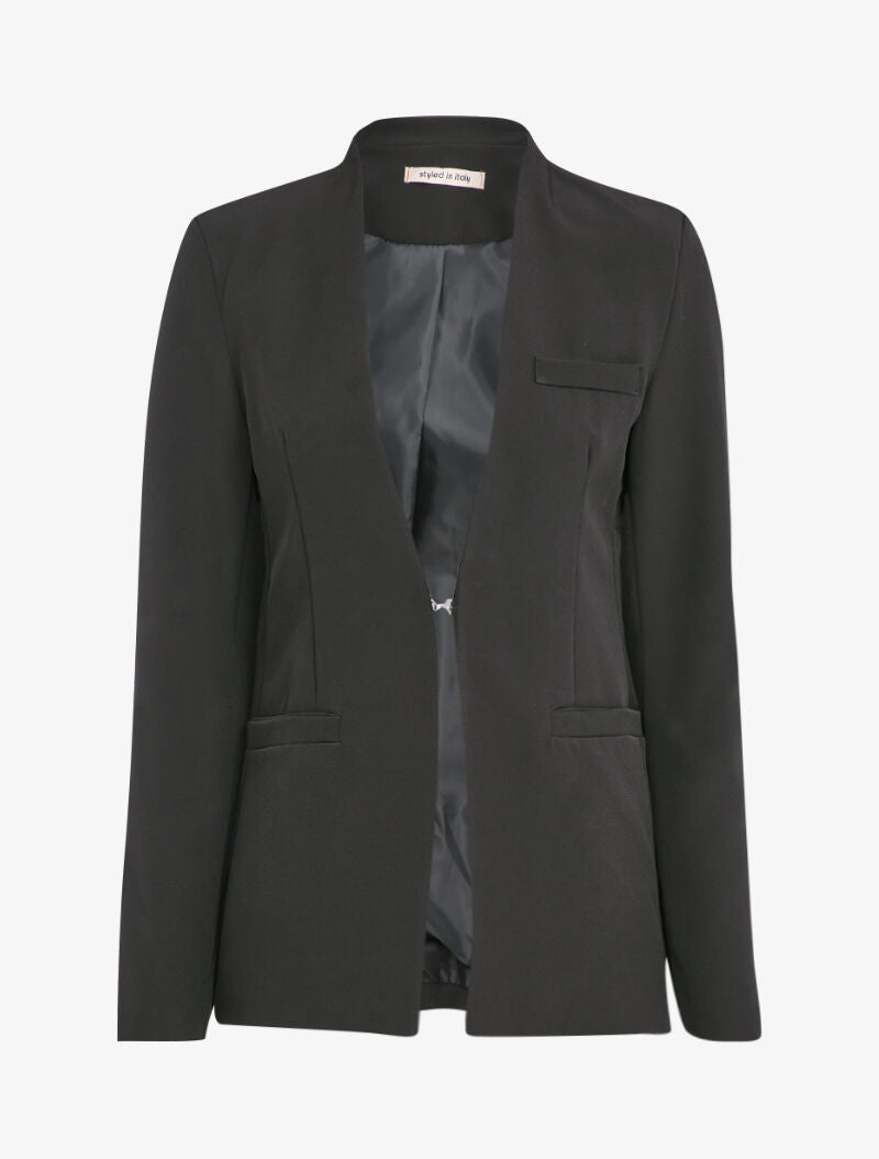 Blazer long uni - Noir - 1
