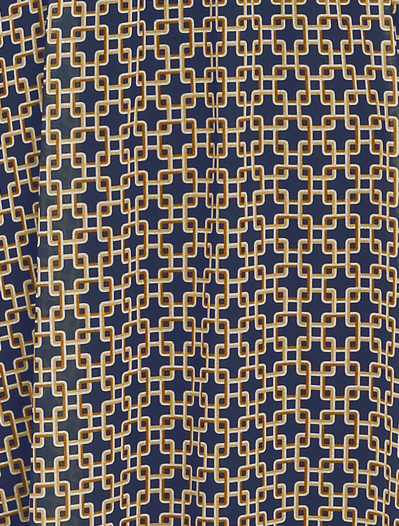 Robe longue patineuse à imprimé maille carrée - Marine - 3