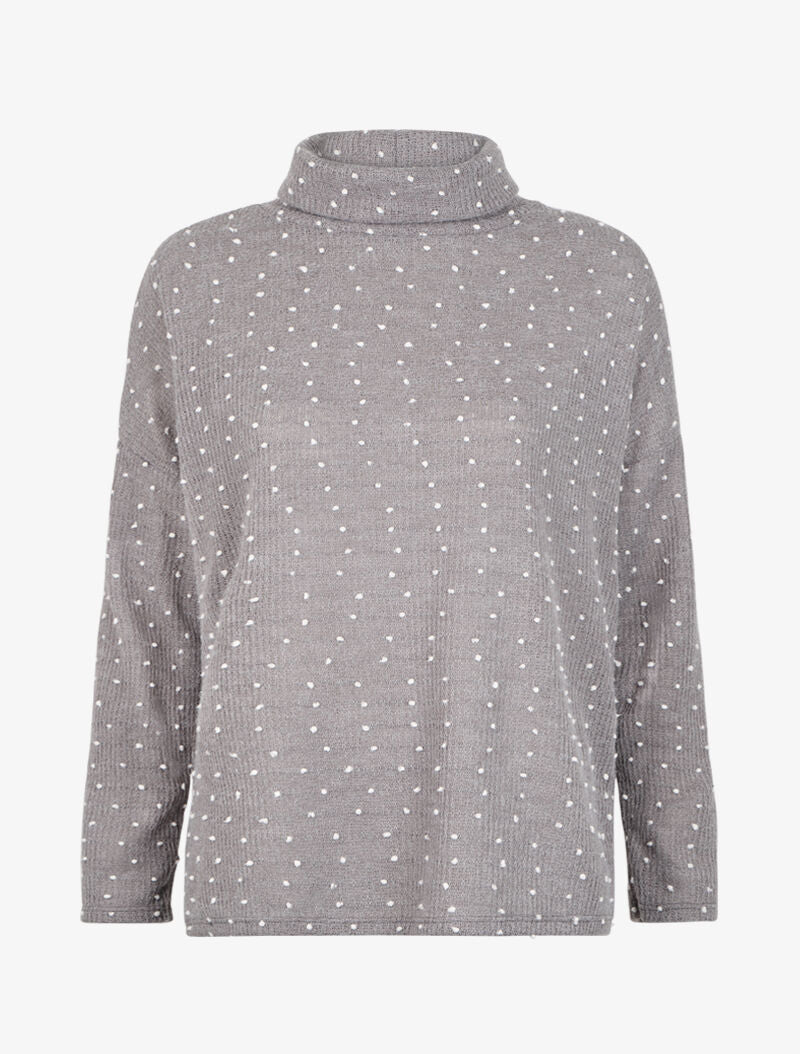 Pull col roulé oversize à plumetis - Gris foncé - 1