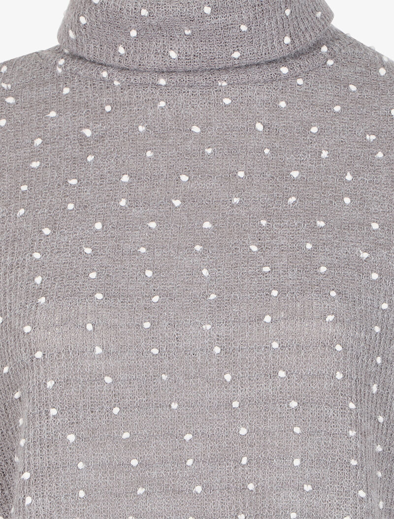Pull col roulé oversize à plumetis - Gris foncé - 3