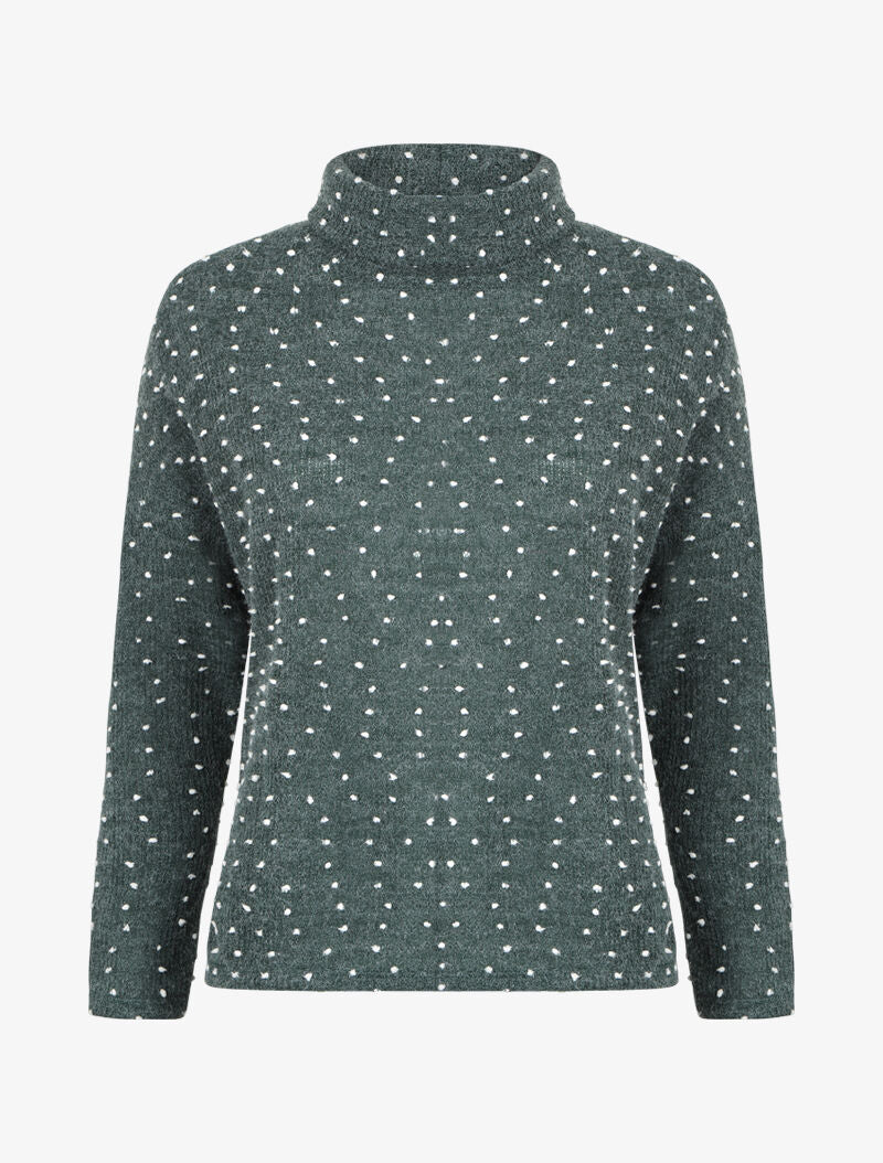 Pull col roulé oversize à plumetis - Vert - 4